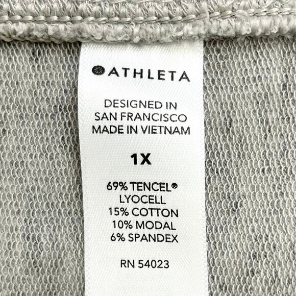 Athleta Drawstring Waist Heather Grey Tencel Cotton Sweat Shorts - Picture 9 of 10